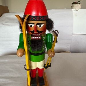 Steinbach Nutcracker Skier with Red and Green Accents